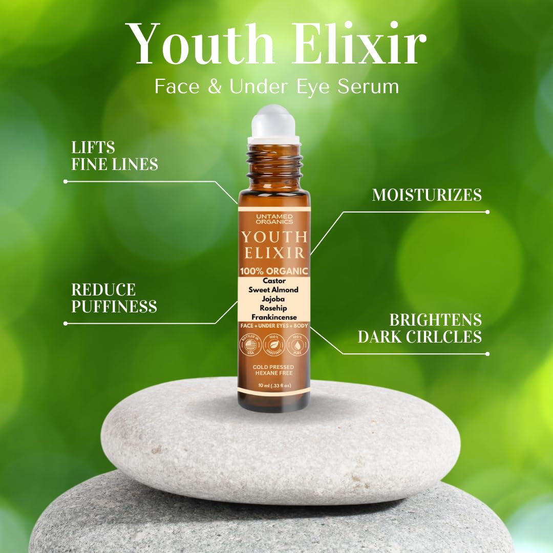 Untamed Organics Youth Elixir Roll-On perfecto para uso diario en cualquier lugar.