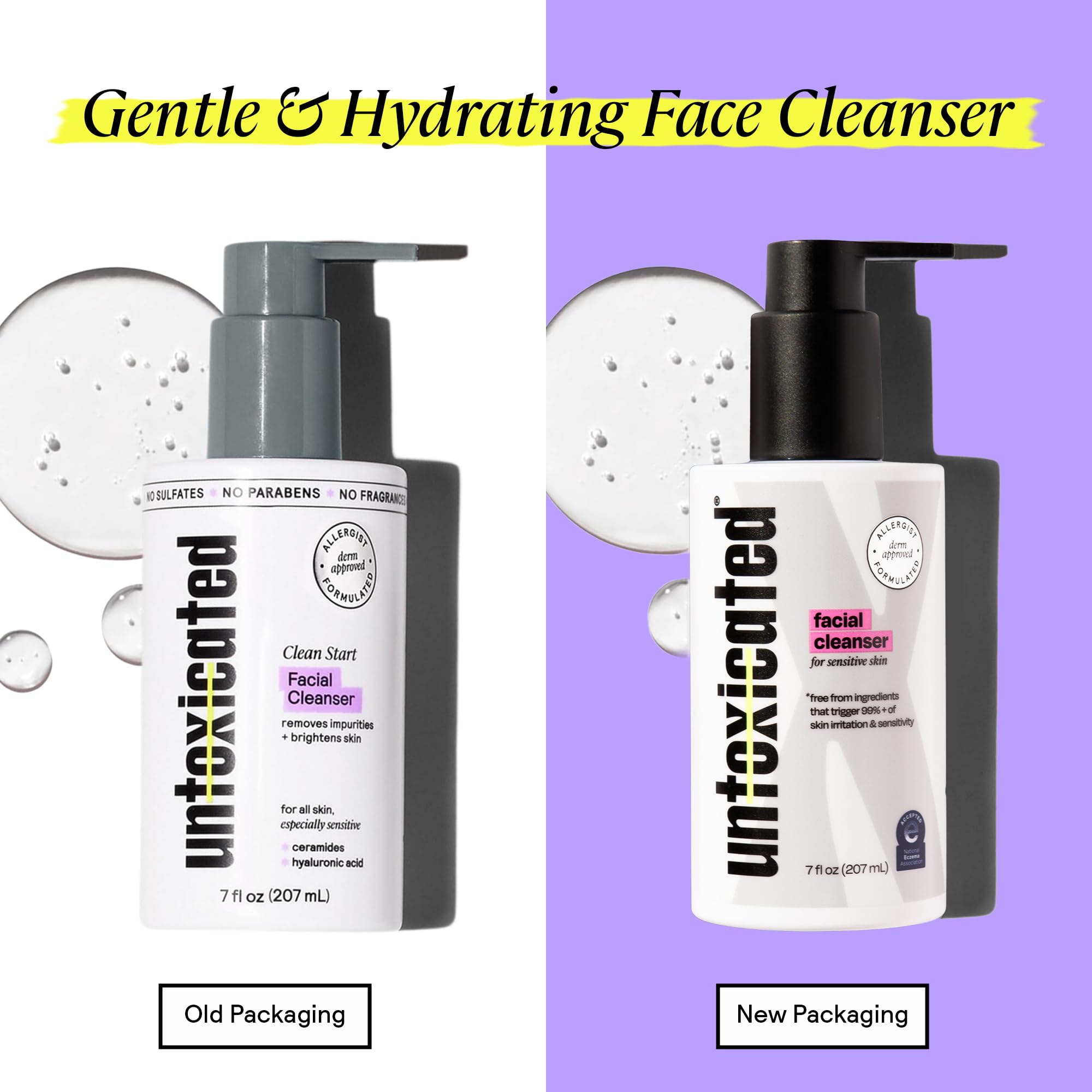 Aplicación suave en la piel con Untoxicated Face Wash para uso diario.