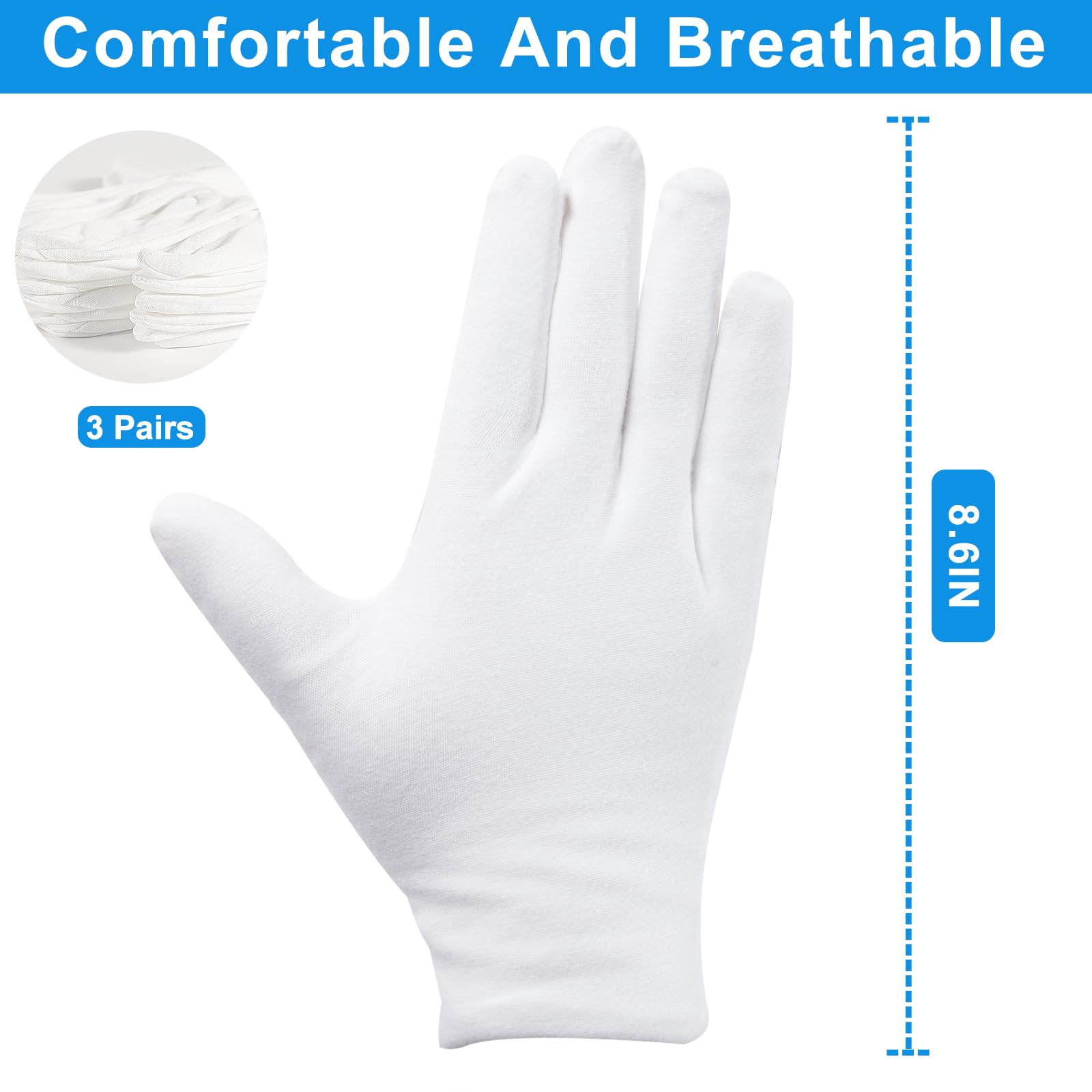 Guantes Untrytb de algodón para eczema, hidratación suave durante la noche.