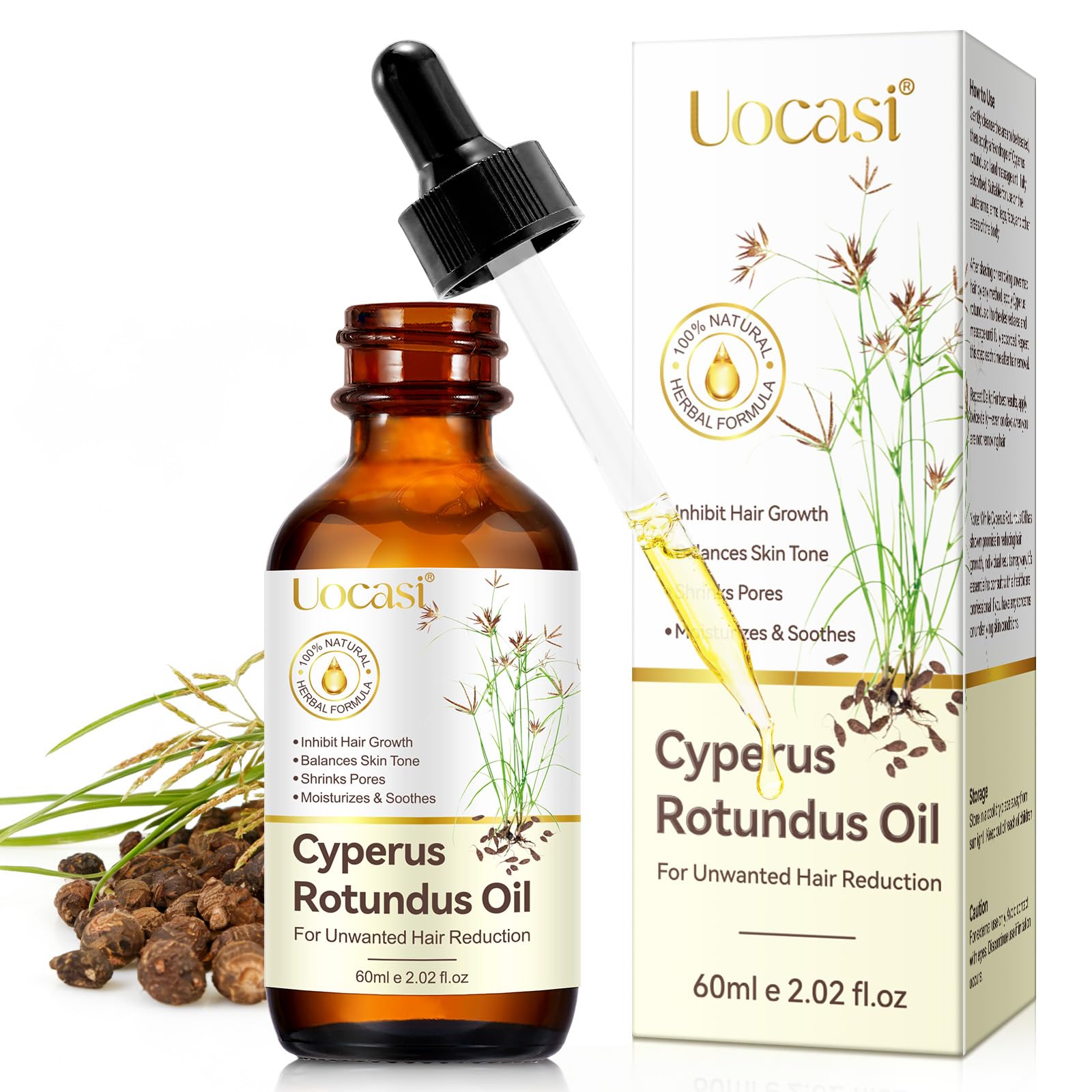 Uocasi Aceite Cyperus Rotundus: botella para cuidado suave tras depilación