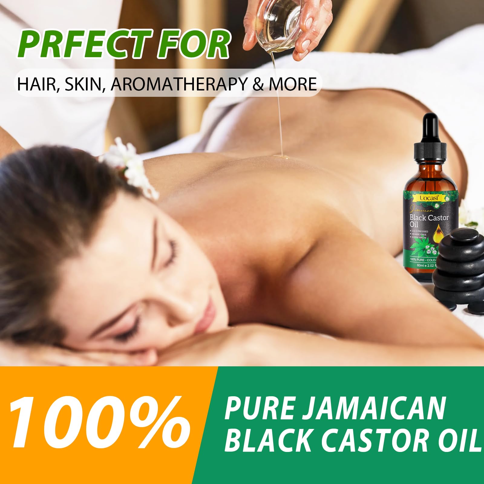 Uocasi Aceite de Ricino Jamaicano para cejas, fortalecimiento y definición.