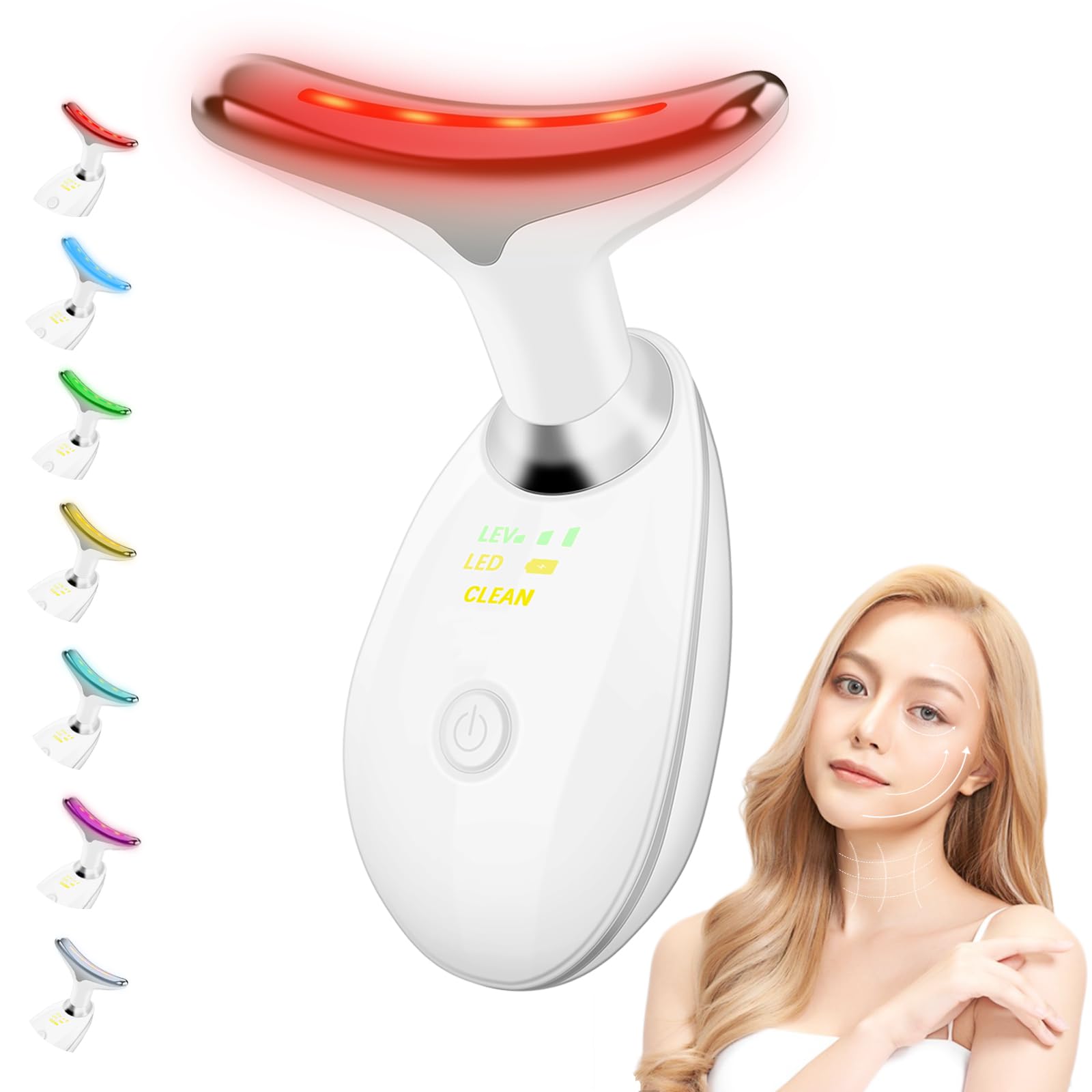 Uonkeus Masaje facial cuello con luz en 7 colores para piel suave
