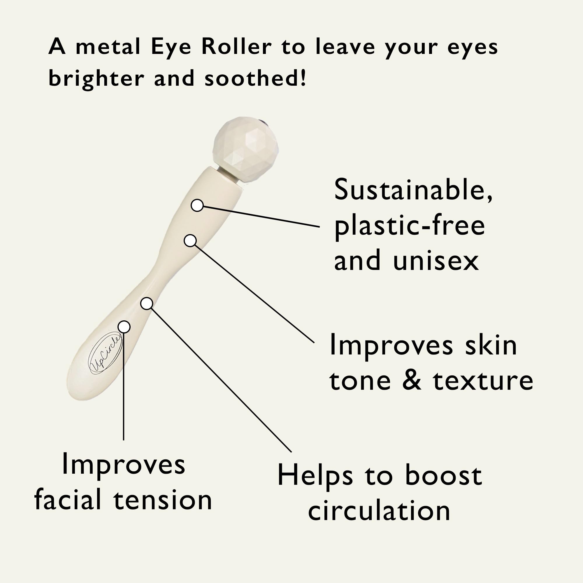UPCIRCLE rodillo para ojos facilita la absorción de productos y relaja el contorno orbital.