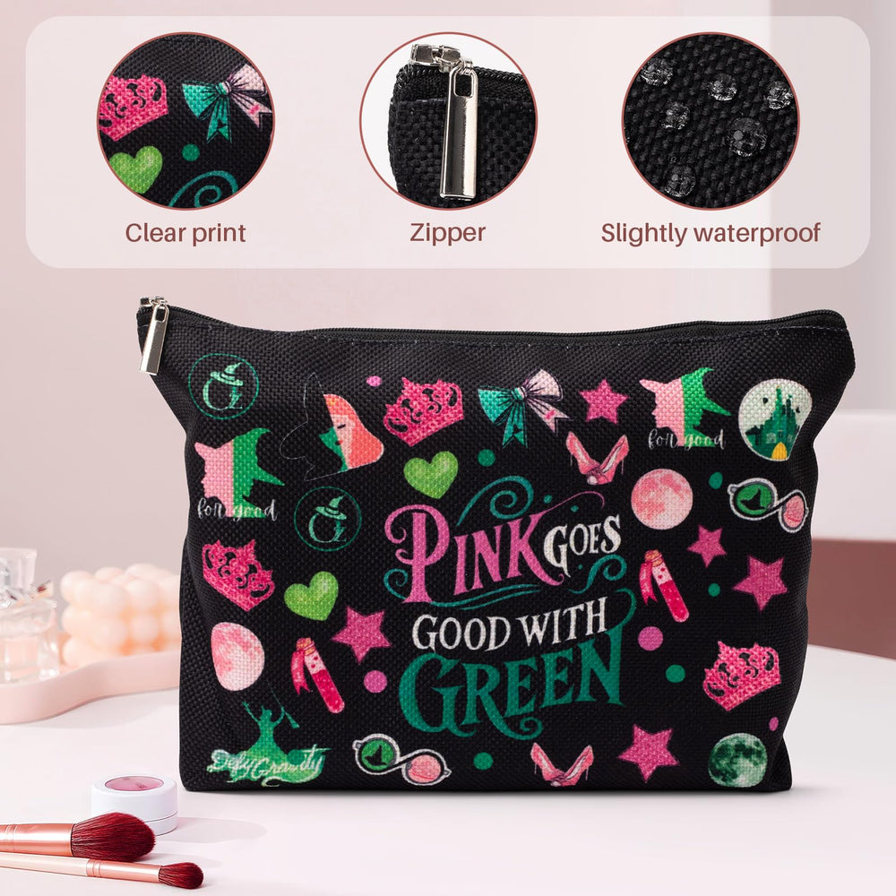 UpfurMach bolso cosmético con diseño rosa y verde, perfecto para viajes