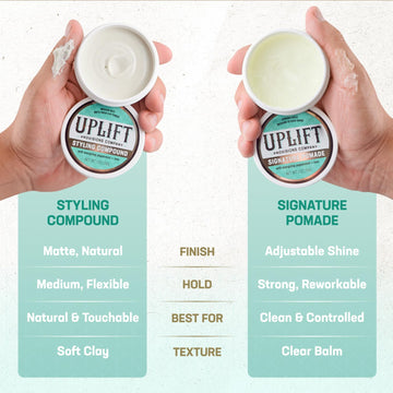 Peinado pompadour con Pomada Uplift Signature para acabado definido