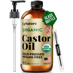 UpNature Aceite de Ricino en botella de cristal para brillo en cabello