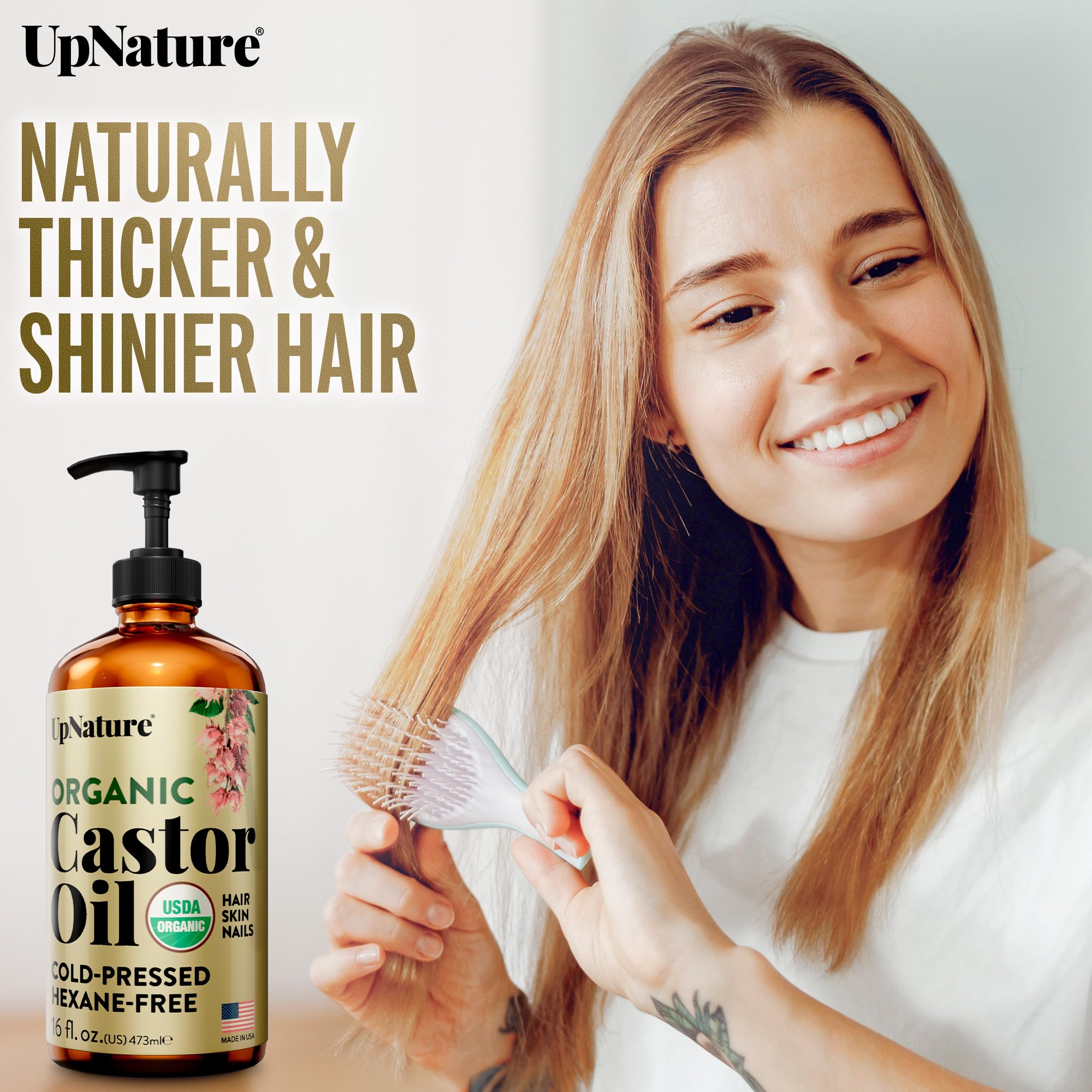 UpNature Aceite de Ricino sin hexano para cabello sano y brillo natural