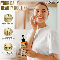 UpNature Aceite de Ricino con dispensador para aplicación fácil en pestañas y cejas