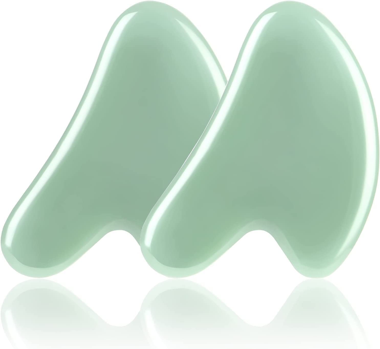 URAQT Gua Sha jade natural, dos piezas, conjunto para rostro; ayuda a relajar tensiones faciales.