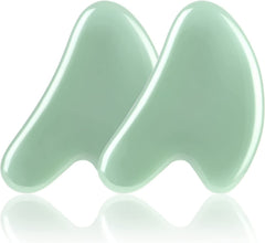 URAQT Gua Sha jade natural, dos piezas, conjunto para rostro; ayuda a relajar tensiones faciales.