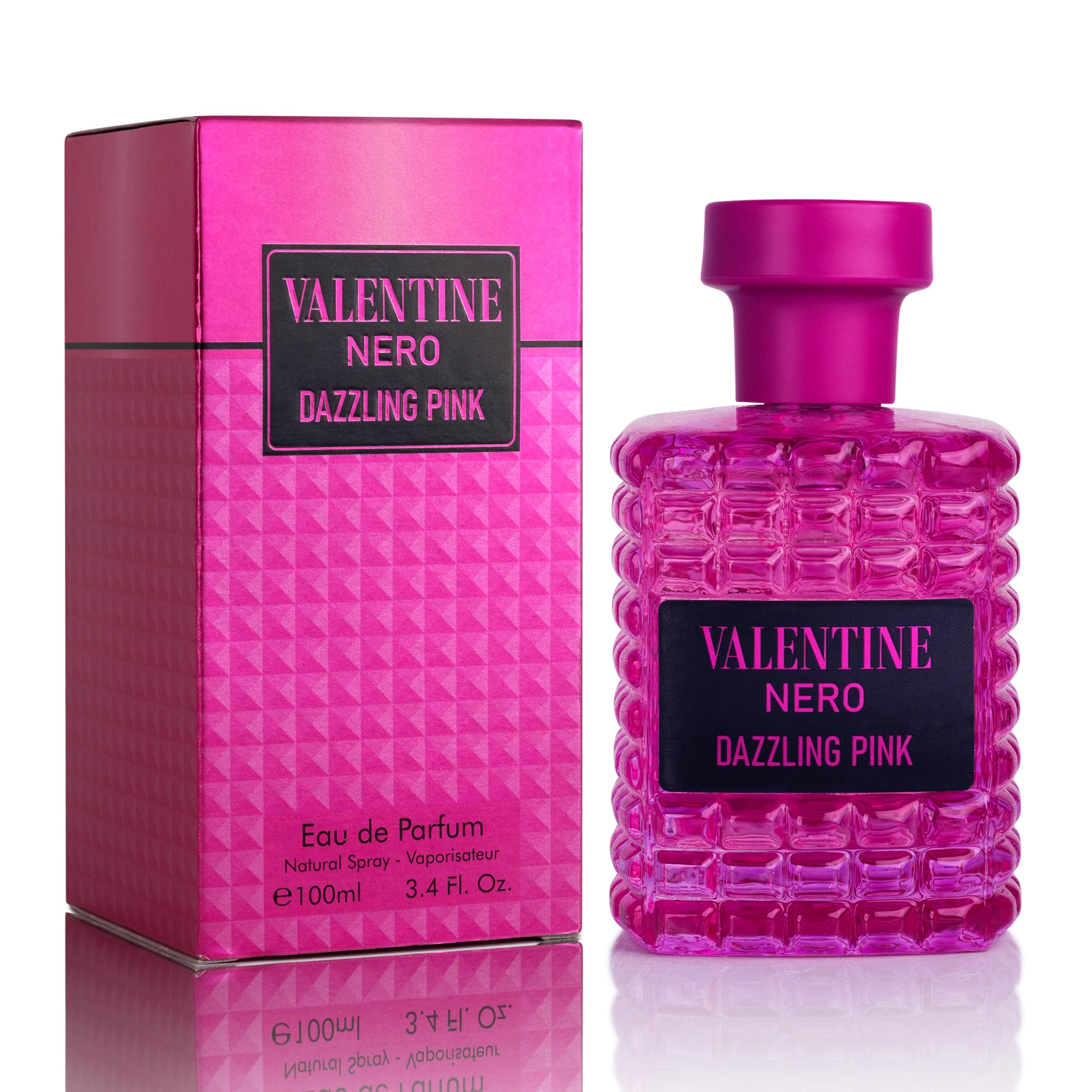 URBAN COLLECTION Valentine Nero Dazzling Pink, botella elegante para uso diario con aroma floral afrutado.