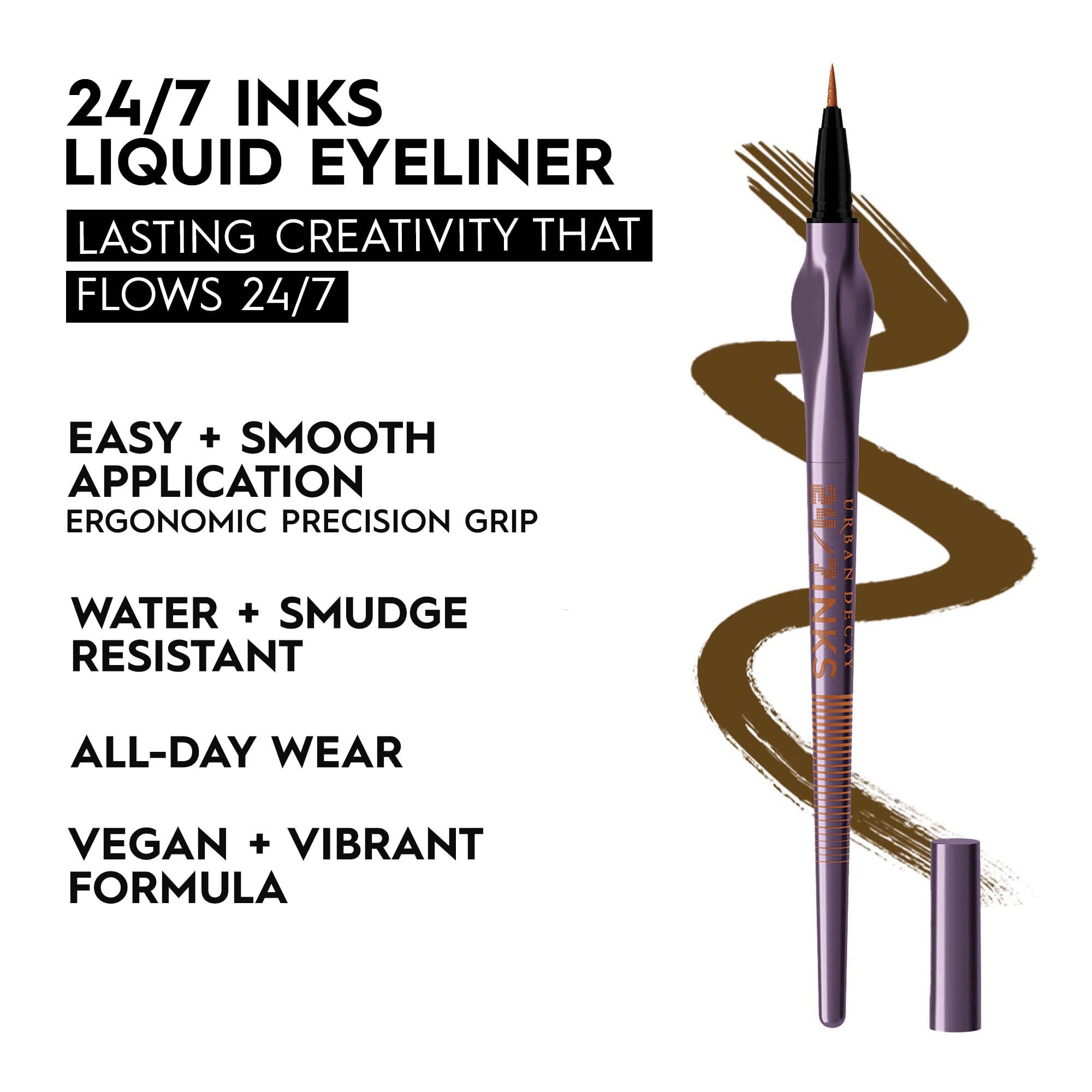 URBAN DECAY 24/7 Inks Liner: plume brush Whiskey pour un effet net.