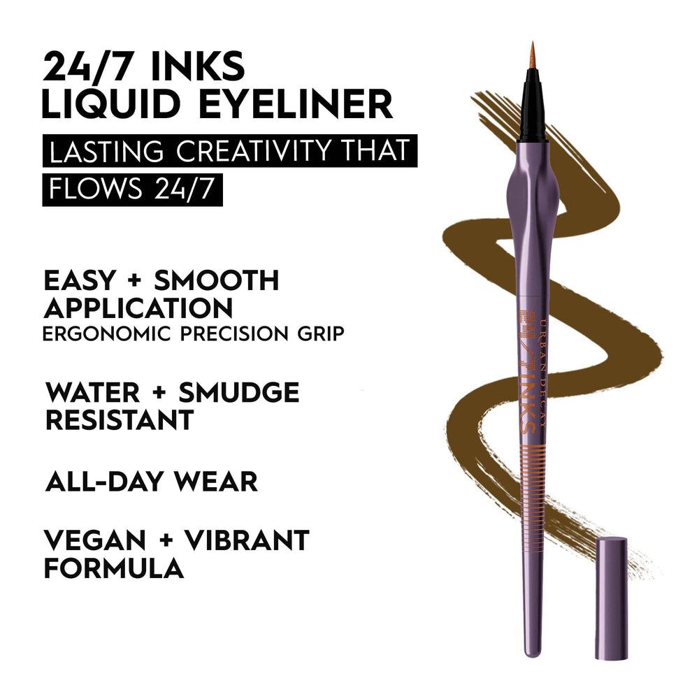 URBAN DECAY 24/7 Inks Liner: plume brush Whiskey pour un effet net.