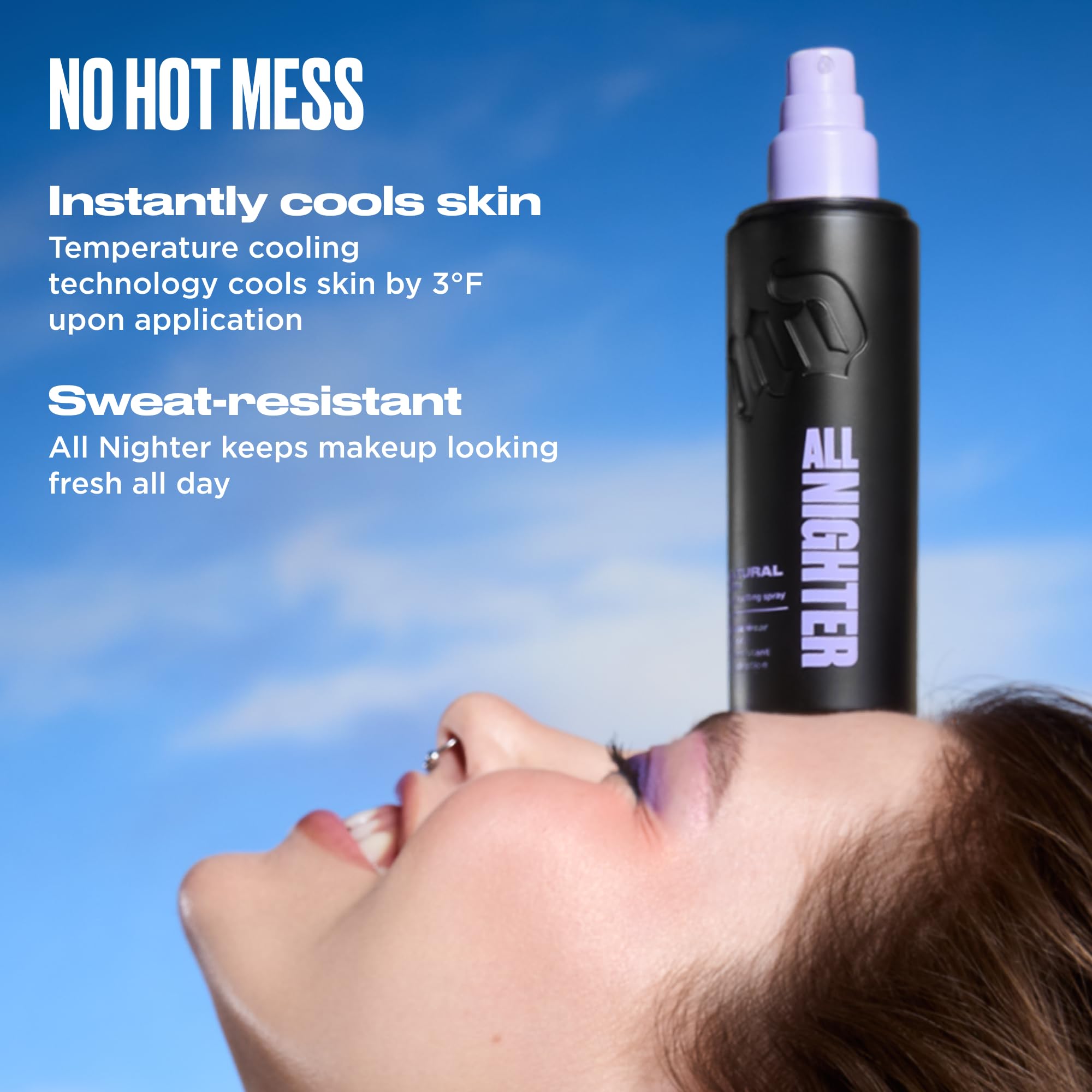 URBAN DECAY All Nighter Application Hygiénique : spray uniforme sans déplacement du maquillage.