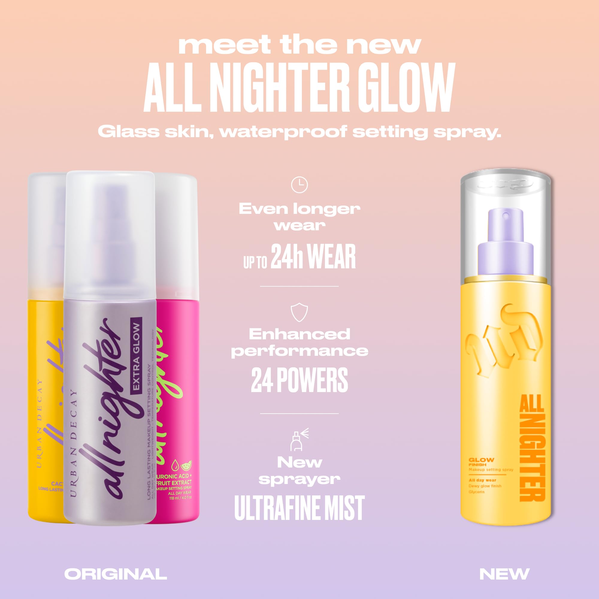 Urban Decay All Nighter atomizador entrega rociado suave para fijación limpia.