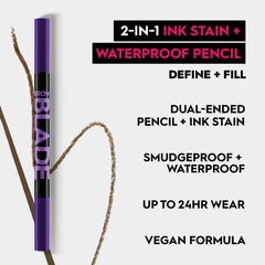 Urban Decay Brow Blade aplicando tinte para cejas duraderas.
