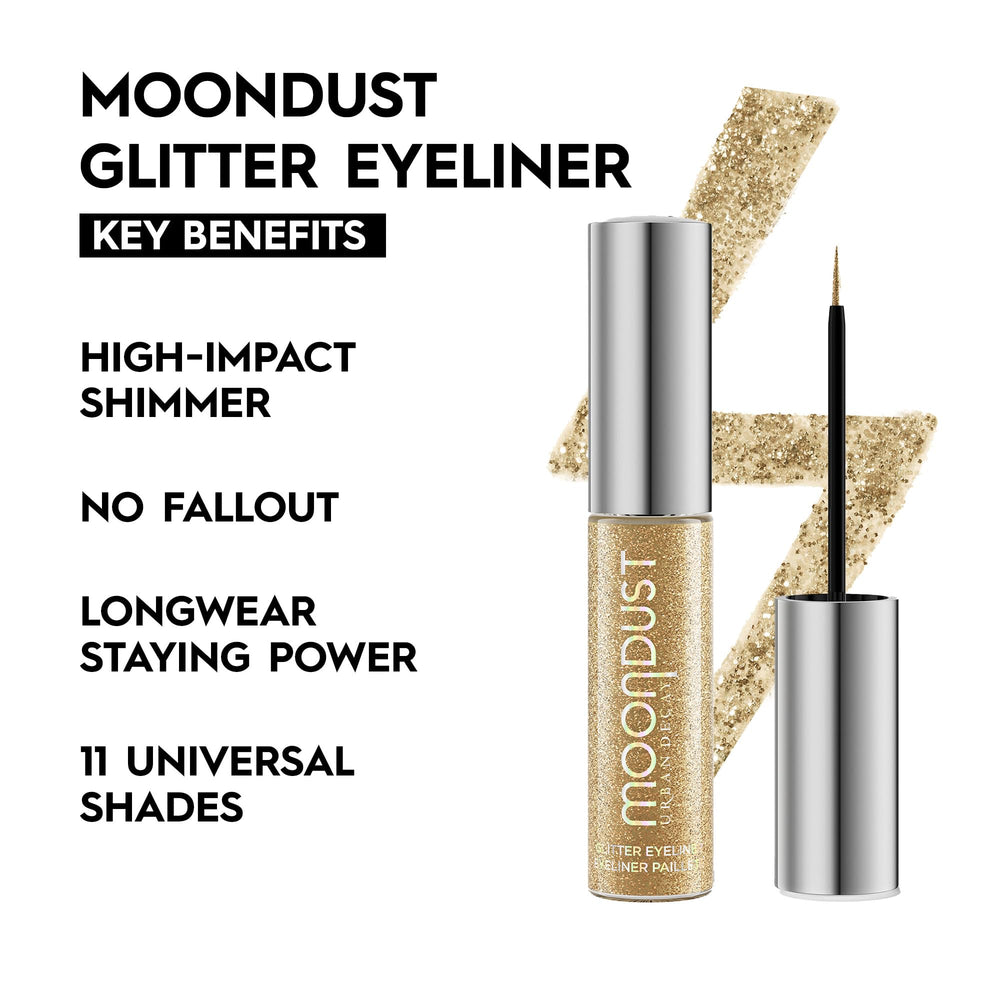 URBAN DECAY Moondust Disco Daydream, delineador plateado holográfico para brillo duradero.