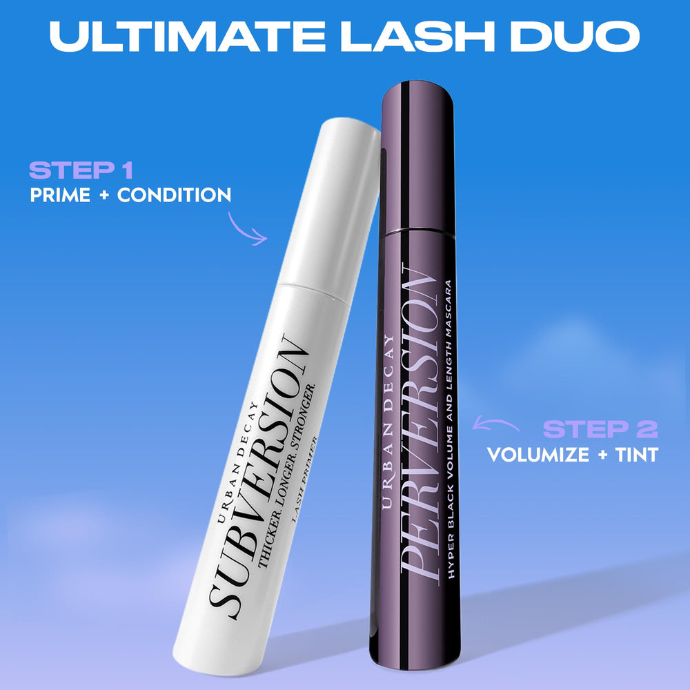 Urban Decay Perversion Mascara compatible con primer de pestañas y delineador resistente al agua.