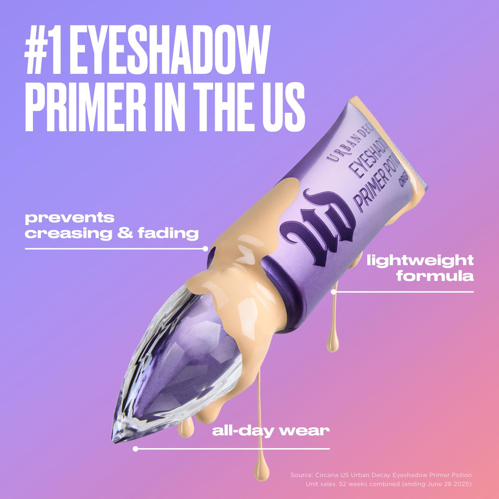 Urban Decay Primer Potion Eden, swatch nude sur peau, base homogène et sans plis.