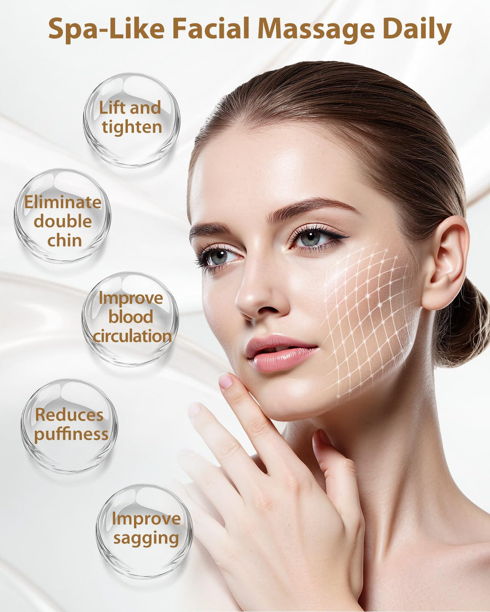 URMLCUS cepillo contorno facial frente para relajación y cuidado diario.
