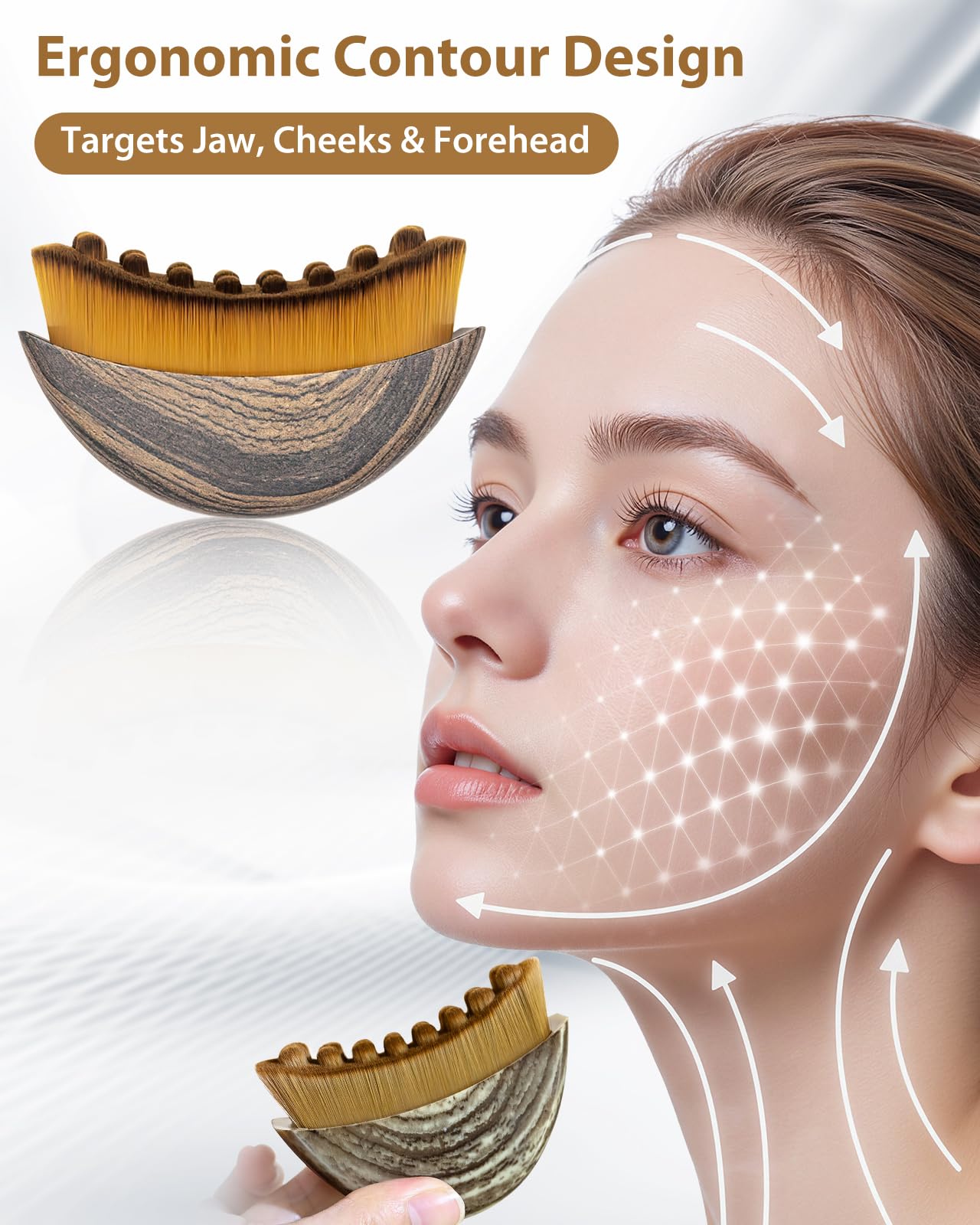 URMLCUS cepillo contorno facial para mejillas, mejora absorción de suero y cremas.