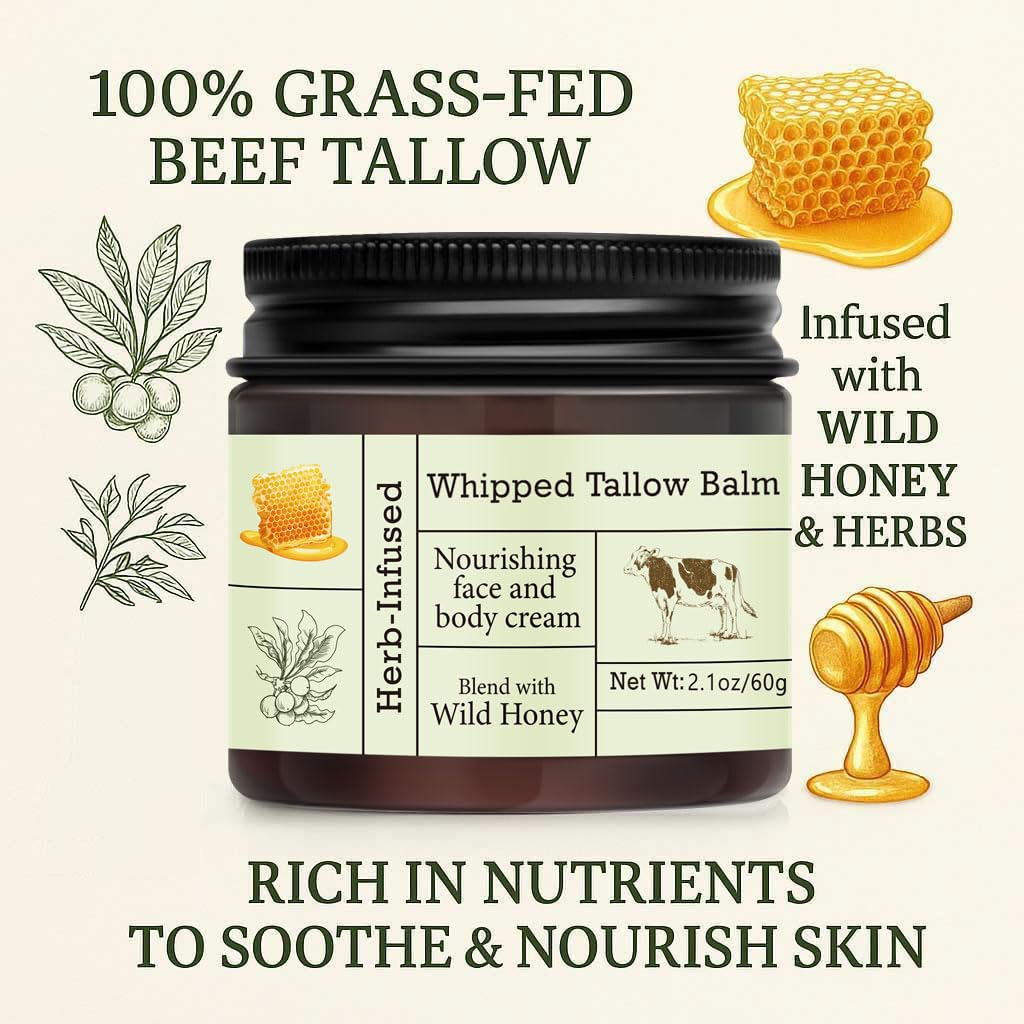 URQT beef tallow texture closeup of creamy, quick-absorbing balm
