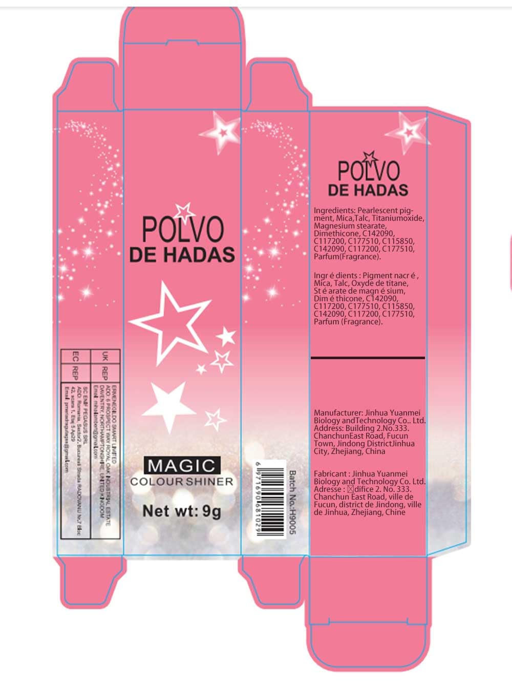URQT Polvo de Hadas cuerpo resalta contornos con brillo.
