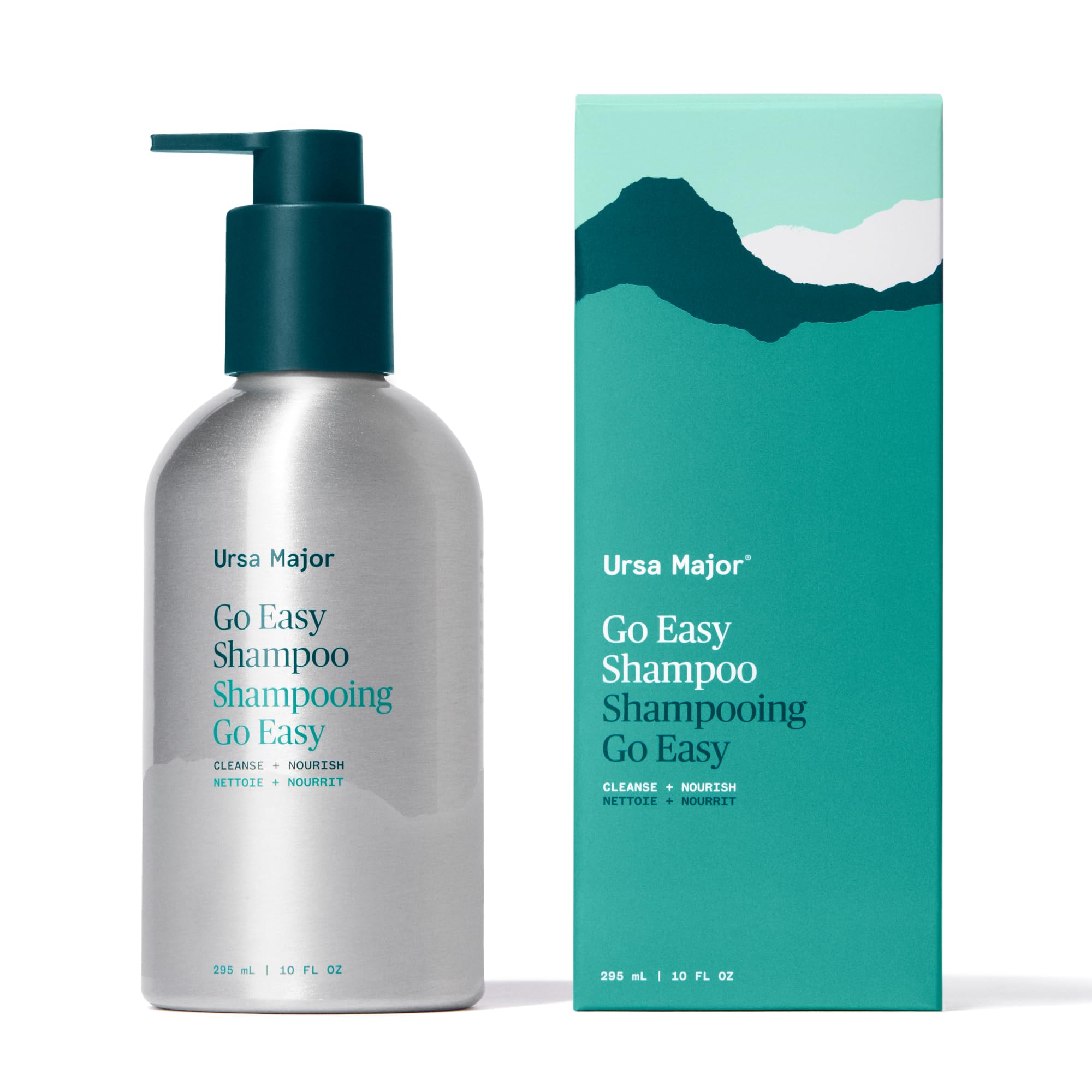 Ursa Major Go Easy champú en botella para cuidado diario suave del cabello.
