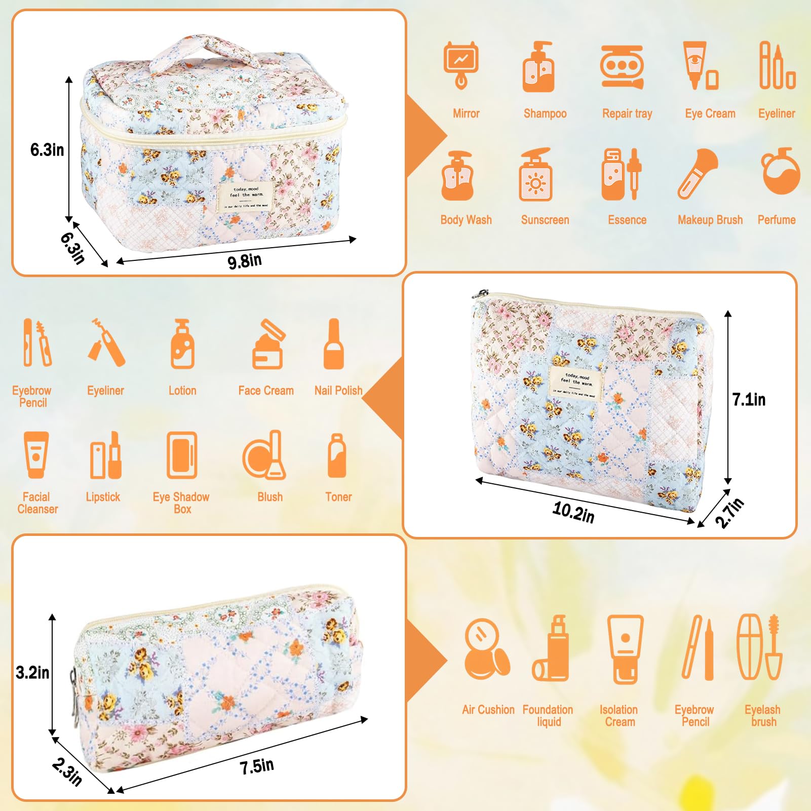 URSKYTOUS bolso maquillaje pequeño coqueta, ideal para pinceles y artículos esenciales.