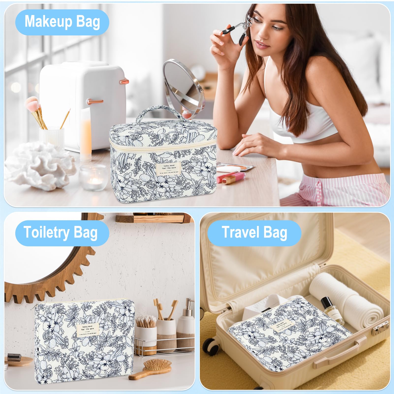 URSKYTOUS kit de maquillaje con capacidad amplia para organizar brochas y productos