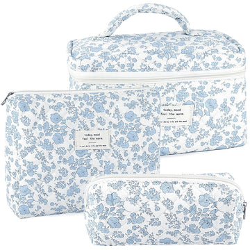 URSKYTOUS neceser de maquillaje acolchado con lazo, ideal para viaje y organización diaria.