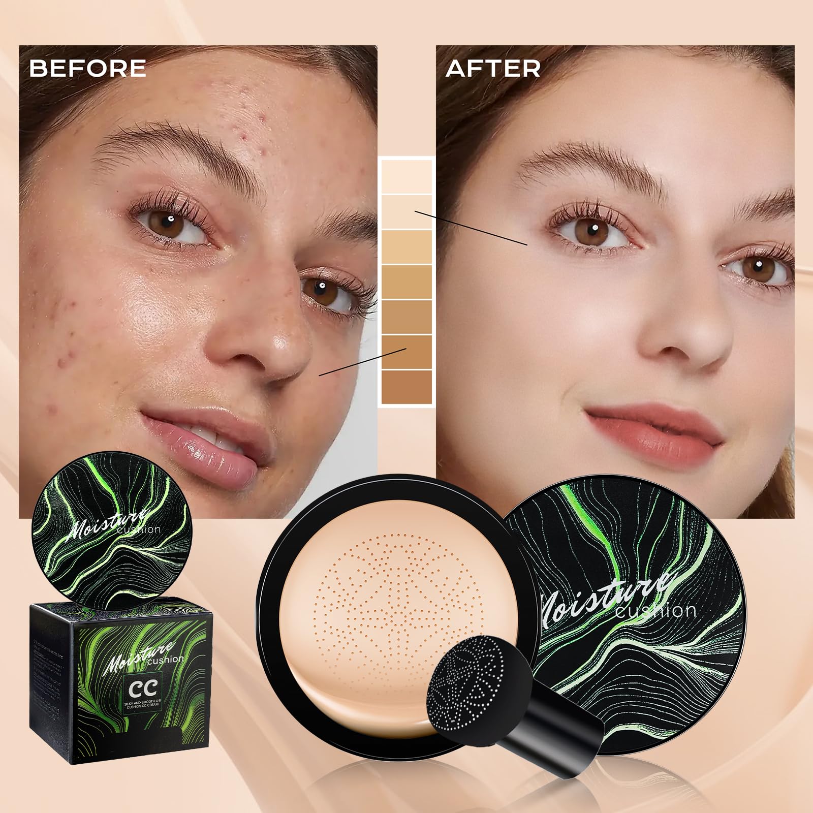 Ursoulney full-coverage BB cream swatches show natural finish