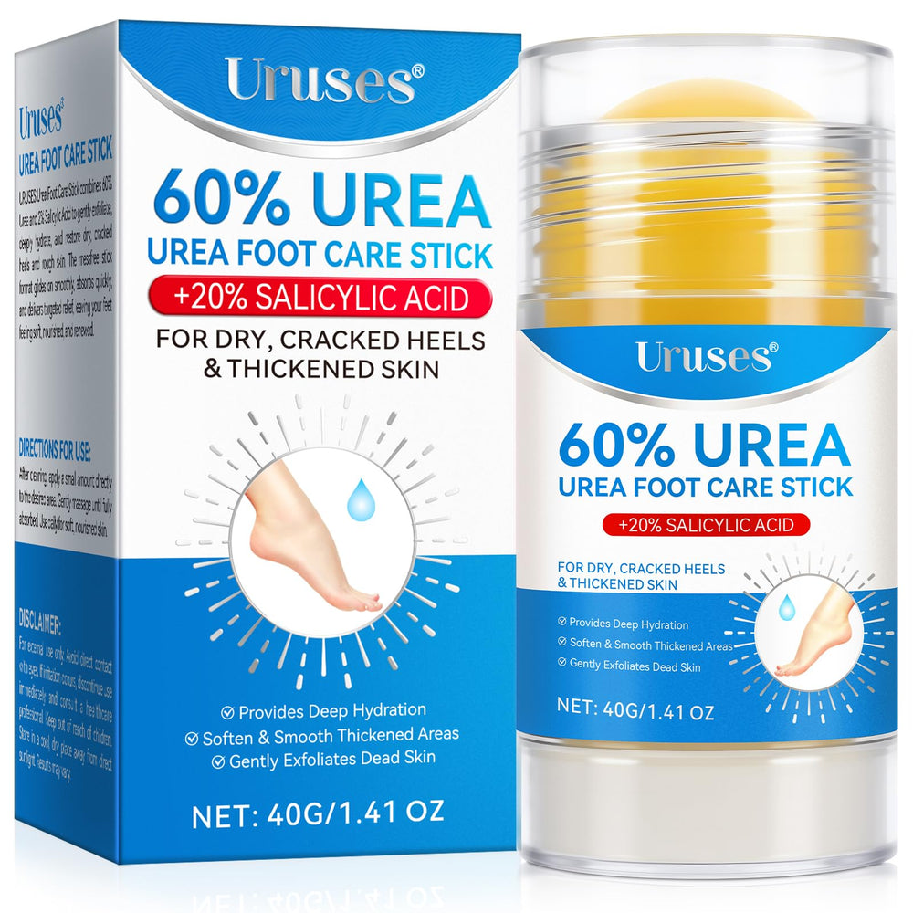 Uruses crema de urea 60% con ácido salicílico, enfoque en aplicación en pie y exfoliación suave.