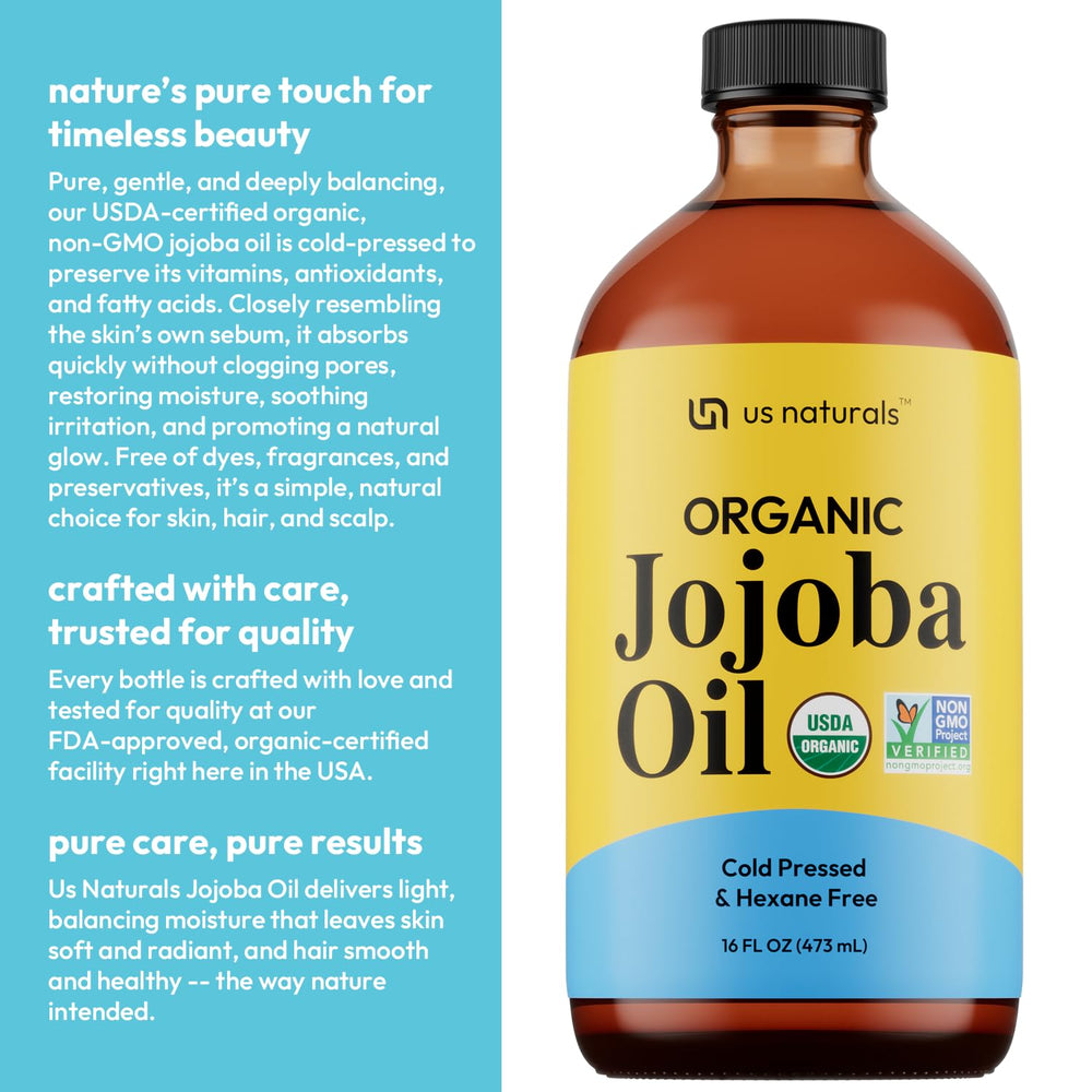 Us Naturals Aceite de jojoba libre de hexano para uso diario