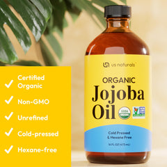 Us Naturals Aceite de jojoba certificado orgánico y no transgénico para rutina natural