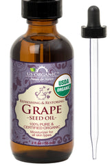US Organic Aceite de Semilla de Uva en botella ámbar con gotero para uso diario