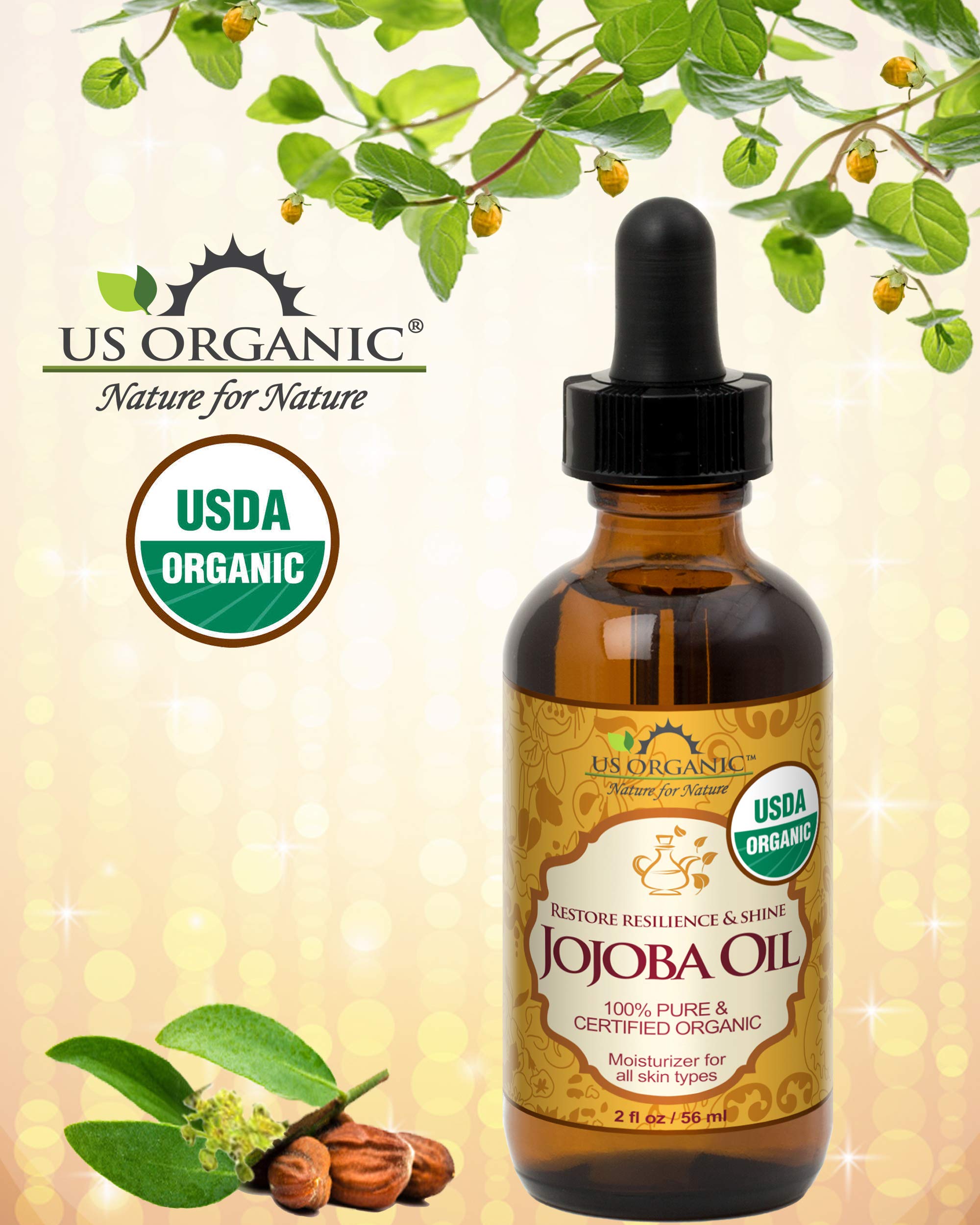 Frasco de 56 ml de US Organic Jojoba Oil para cuidado capilar