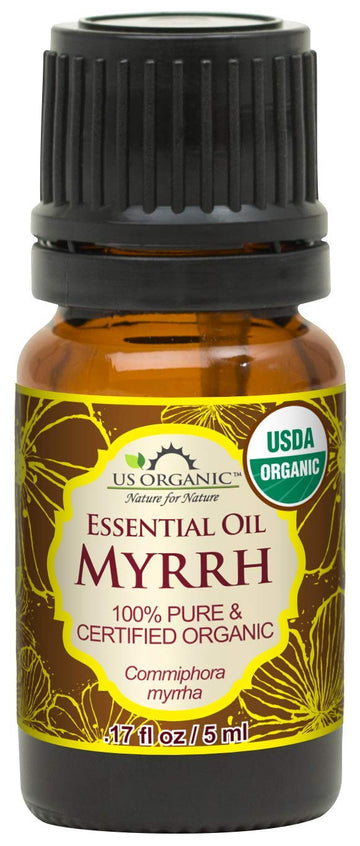 US Organic Mirra: botella de aceite esencial para uso diario y aromaterapia.