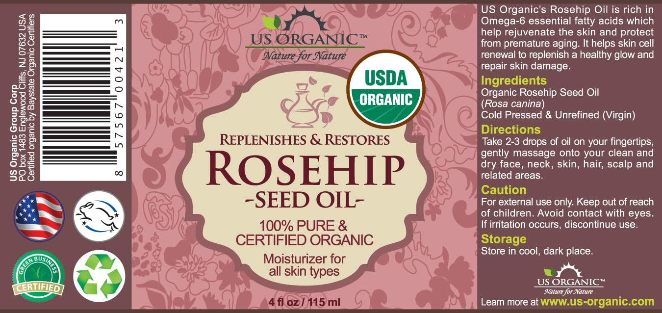 US Organic Aceite en dosificador de vidrio, textura ligera para uso diario.