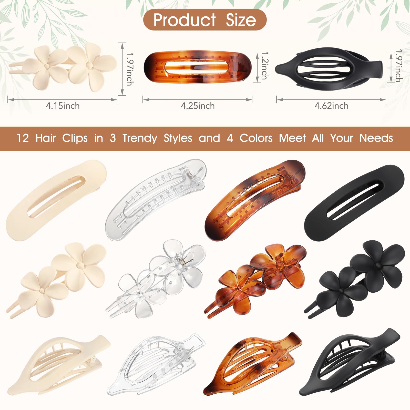 USDNICE clips planos mate para peinados rápidos y duraderos.