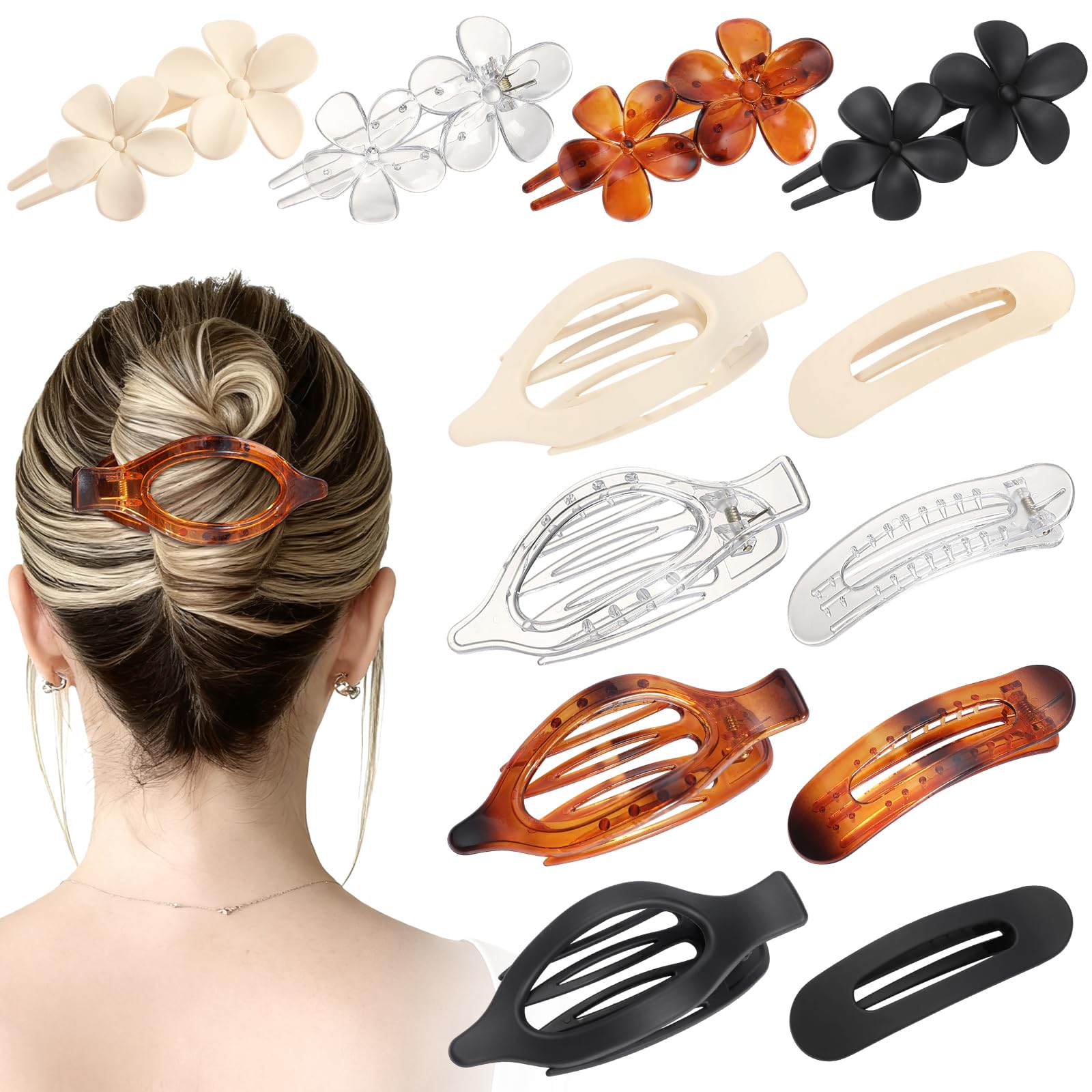 USDNICE clip plano mate para recoger el cabello en moño o coleta.