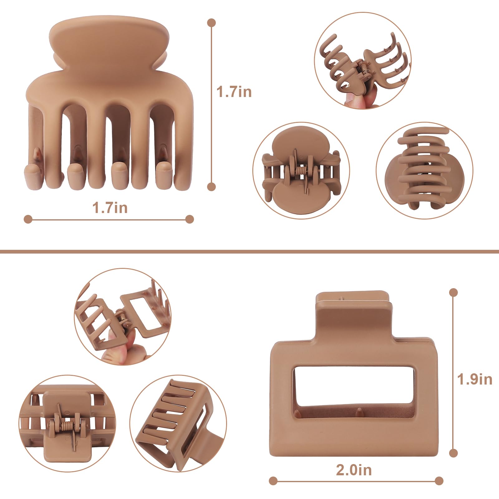 USDNICE pinzas cabello dos estilos marrón para looks versátiles