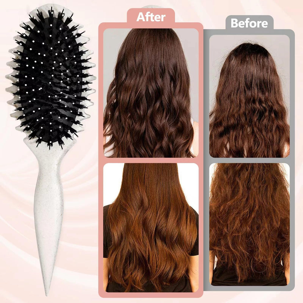 Cepillo para rizos Usieka verde, perfecto para texturas variadas en hombres y mujeres.