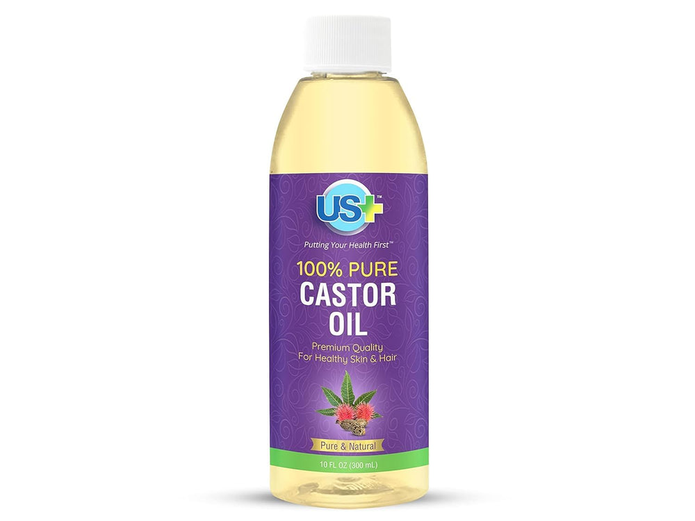 US+ Aceite de Ricino: botella de vidrio para hidratación diaria de piel y cabello