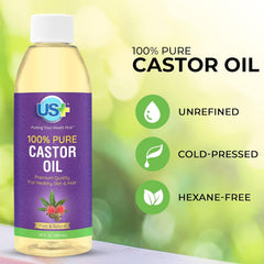 US+ Aceite de Ricino: vertido en la palma para rostro y pestañas