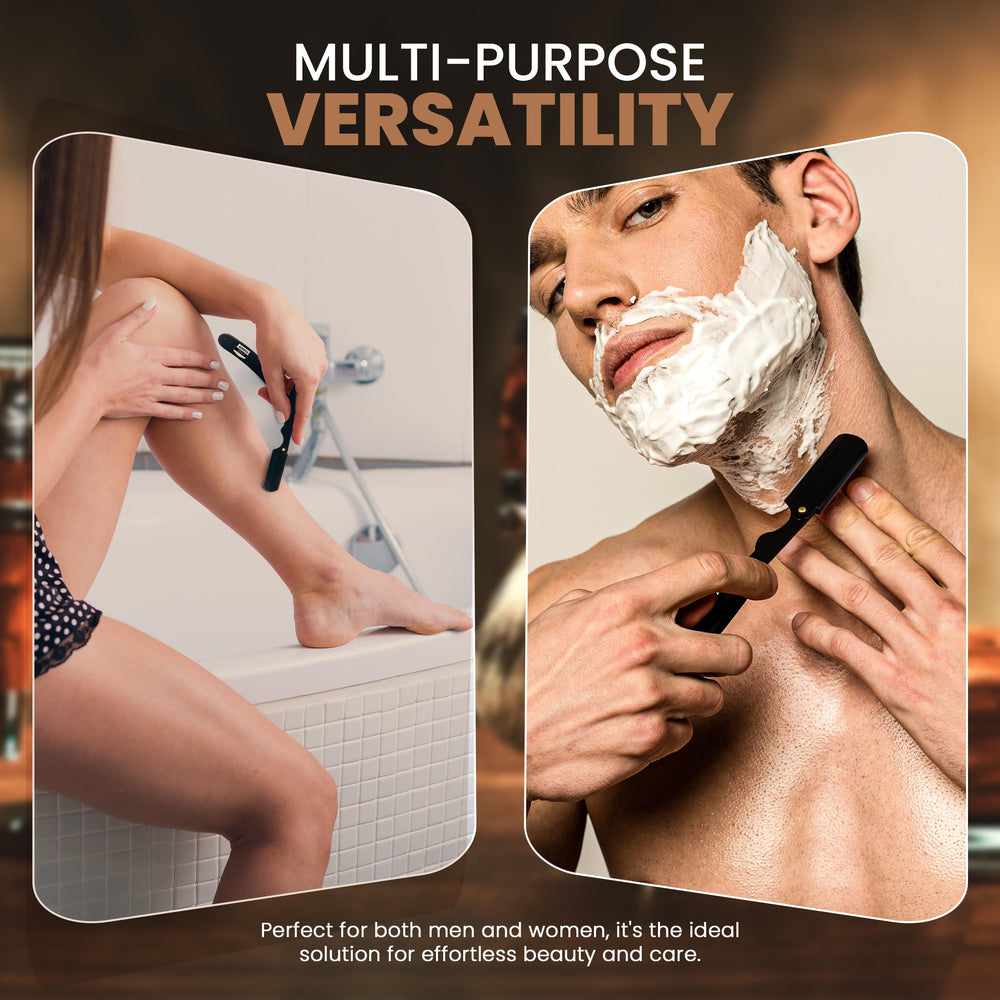 Navaja profesional Utopia Care, cuerpo en acero inoxidable mate para cortes estables.