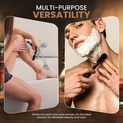 Navaja profesional Utopia Care, cuerpo en acero inoxidable mate para cortes estables.