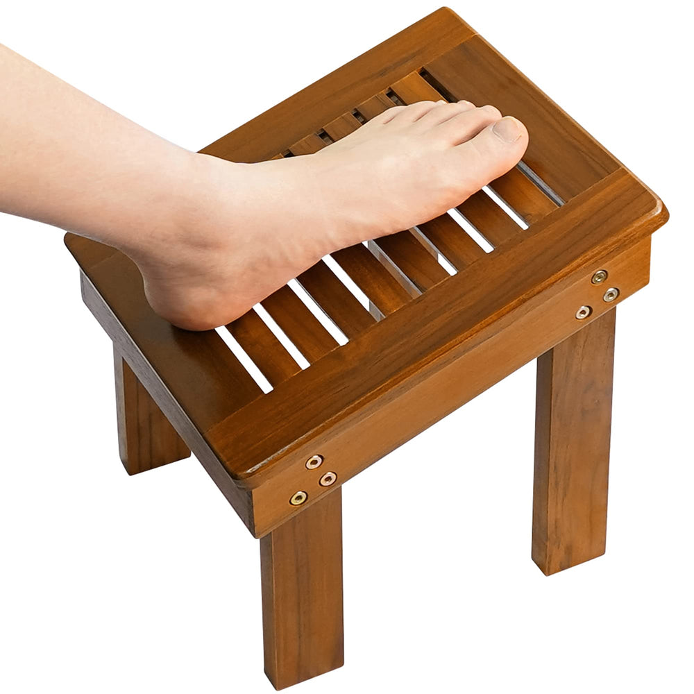 Utoplike banqueta ducha teca, soporte estable para afeitar piernas