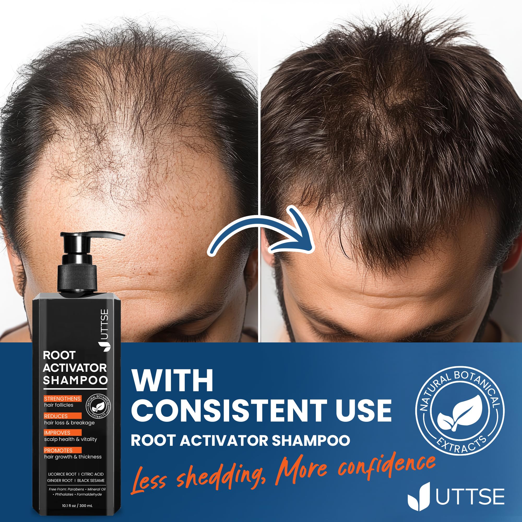 Champú Uttse Activador promueve cabello sano y volumen visible tras cada lavado.