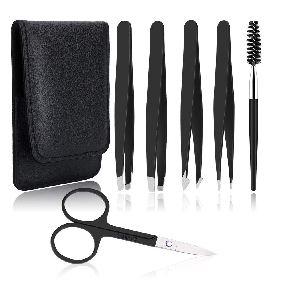 UUBAAR pinzas profesionales para cejas en estuche elegante, ideal para viaje.